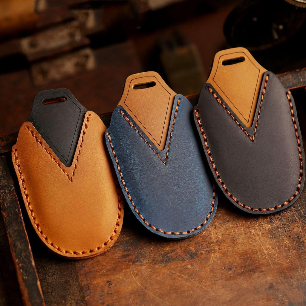 HALLMO Genuine Leather Car Key Case Cover For Ford Lanyu