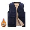 Men's Fleece-Lined Plus Size Vest Dad's Outfit Home Casual Vest Autumn Winter Warm Cold-Proof Inner Wear Casual Sleeveless Vest
