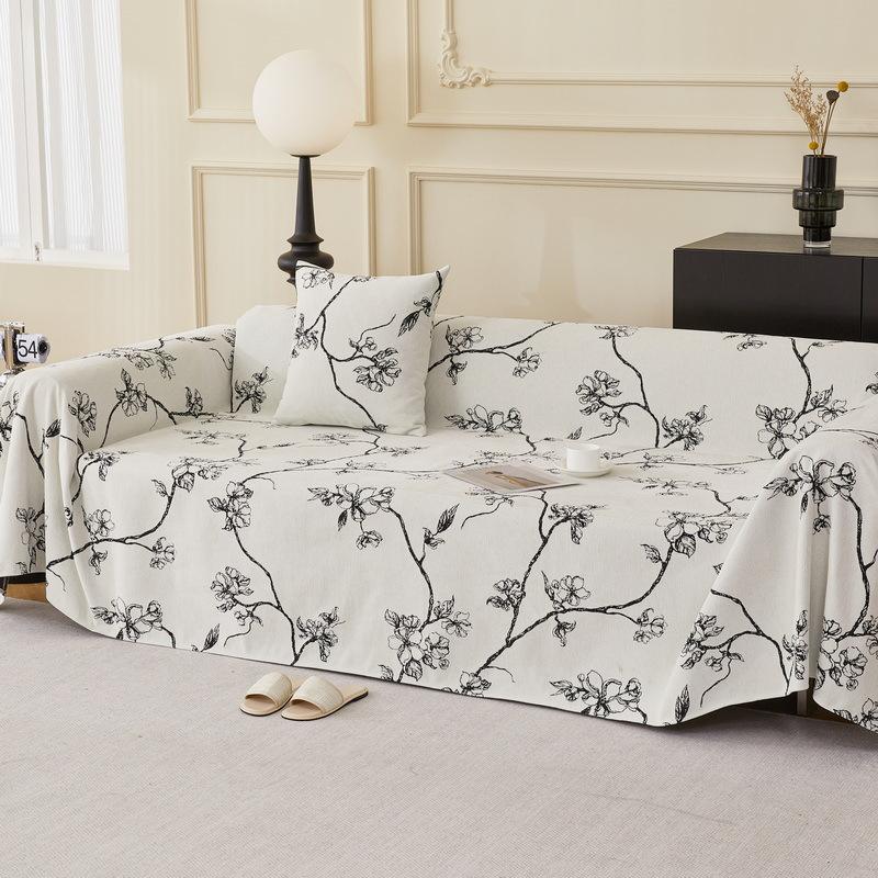 Chenille Reversible Couch Cover Floral Blankets Covers Multifunctional Sofa Towel Blanket Chair Slipcover Fit for All-seasons