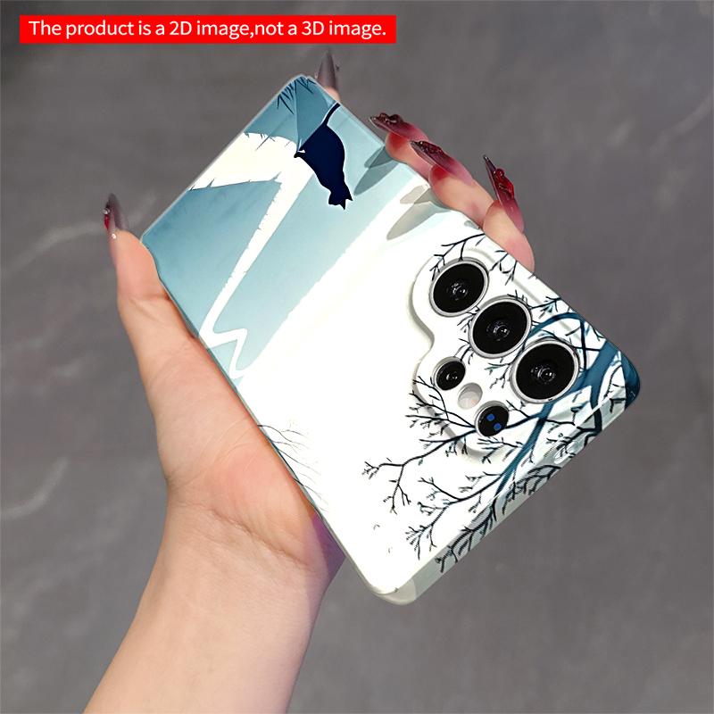 2DFlat Samsung phone case Moonlit Path Cat Silhouette Applicable to Galaxy S23 S24 S25ULTRA S26 A12 A14 A15 A16 A54 A55