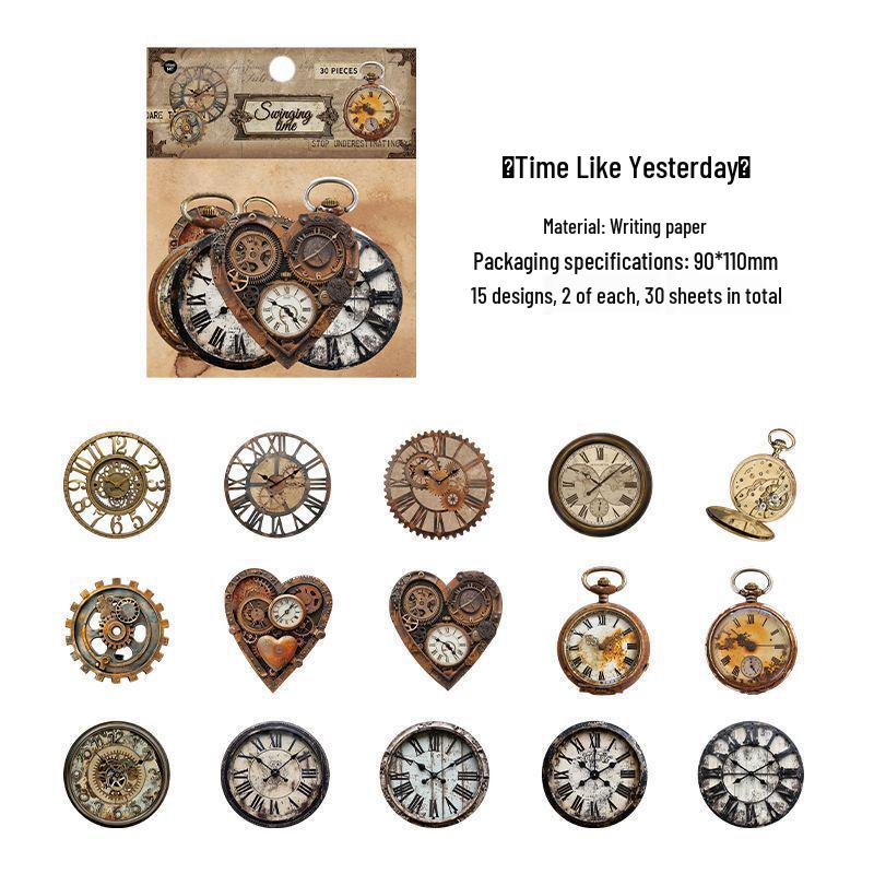 Infeel.Me Vintage Nostalgia Sticker Pack: Retro Gear Photo Frame & DIY Journal Background Collage.