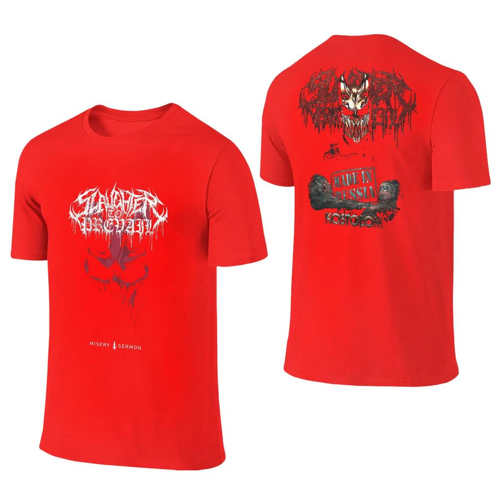 SLAUGHTER TO PREVAIL Band 100 Cotton TShirt for Men Beach Streetwear T Shirts O Neck Harajuku Tees Oversize Casual Clothing