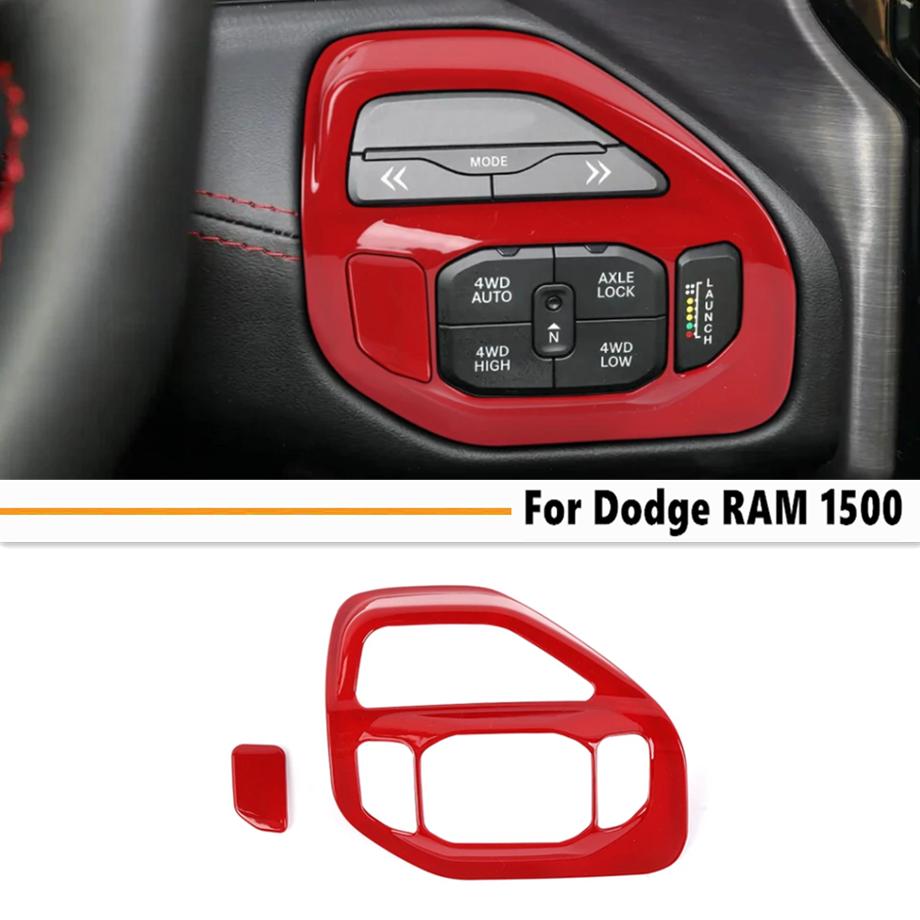 Fit For 2021-2026 Dodge Ram 1500 ABS Red Interior 4WD Control Switch Cover Trim
