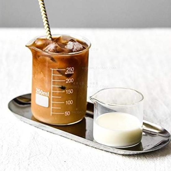 Sizikato 2 st Genomskinlig Glas Gräddkanna, 4oz Mini Kaffe Mjölk Grädde Kannor.
