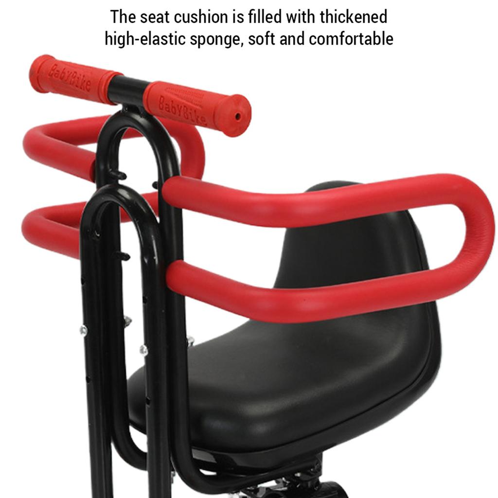 Front Toddler Bike Seat Front Mounted Children Safety Seat with Fence and Footrest