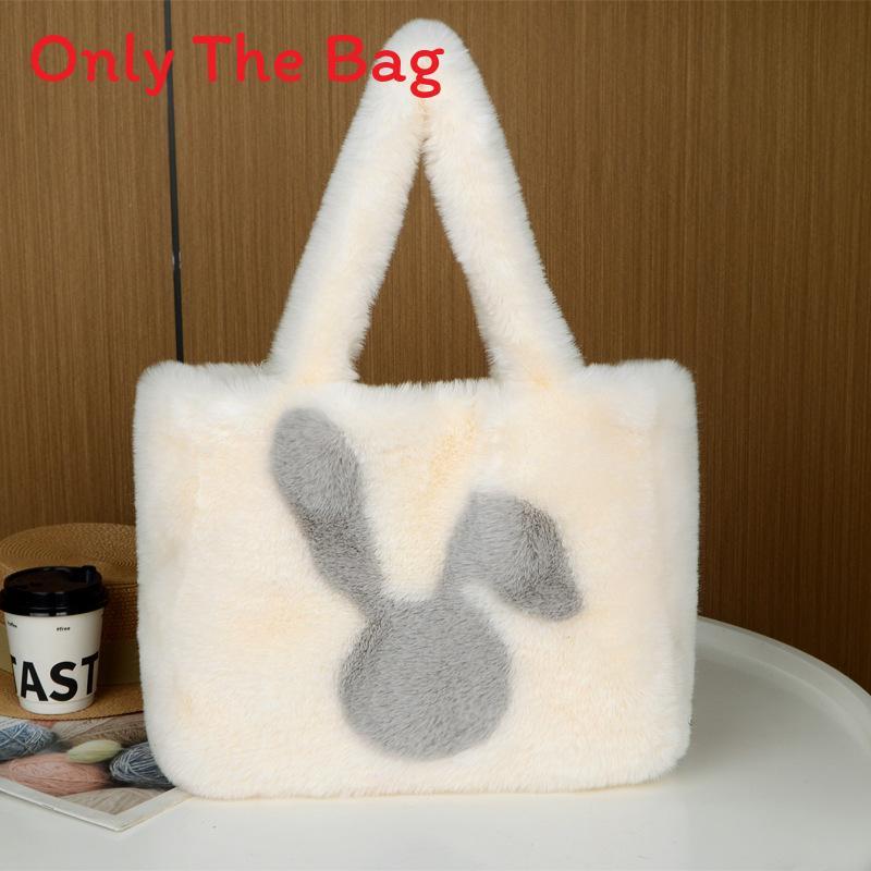 Plush Bunny Ears Tote Bag With Magnetic Closure For Daily Use