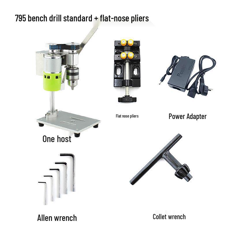 Compact Desktop Variable Speed Precision Electric Drill with Miniature Stand for Household Use