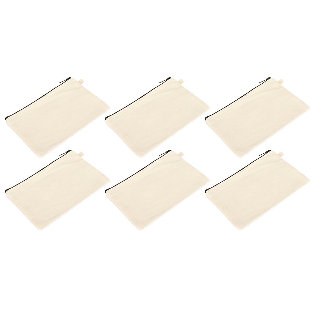 10PCS Canvas Cosmetic Bag with Black Lanyard Portable Multipurpose Blank DIY Craft Bag for Travel