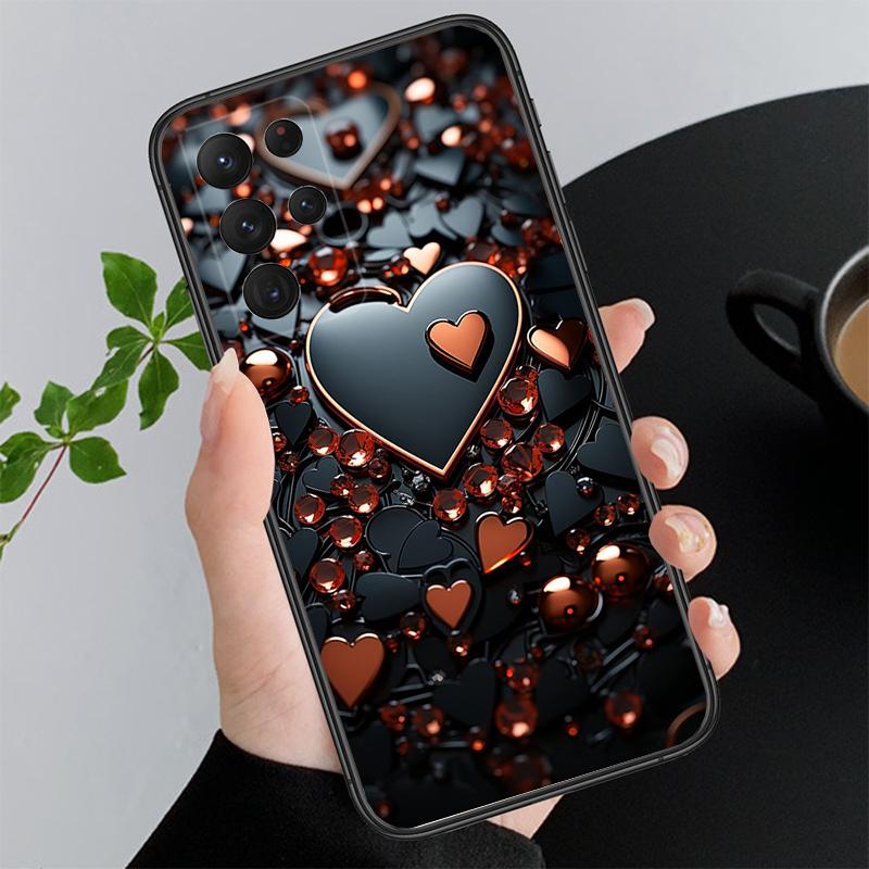 Phone Case For Samsung A17 A55 A16 A56 A35 A15 A53 A54 A33 A34 A25 A05S A52 A52S A07 A26 A06 Love Pink Heart