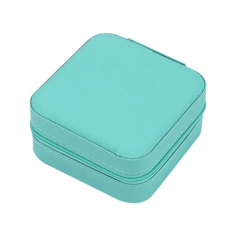 Jewelry Storage Box with Mirror, Compact Travel Case with Ring Rolls, Necklace Hooks and Zip-Around Closure Design