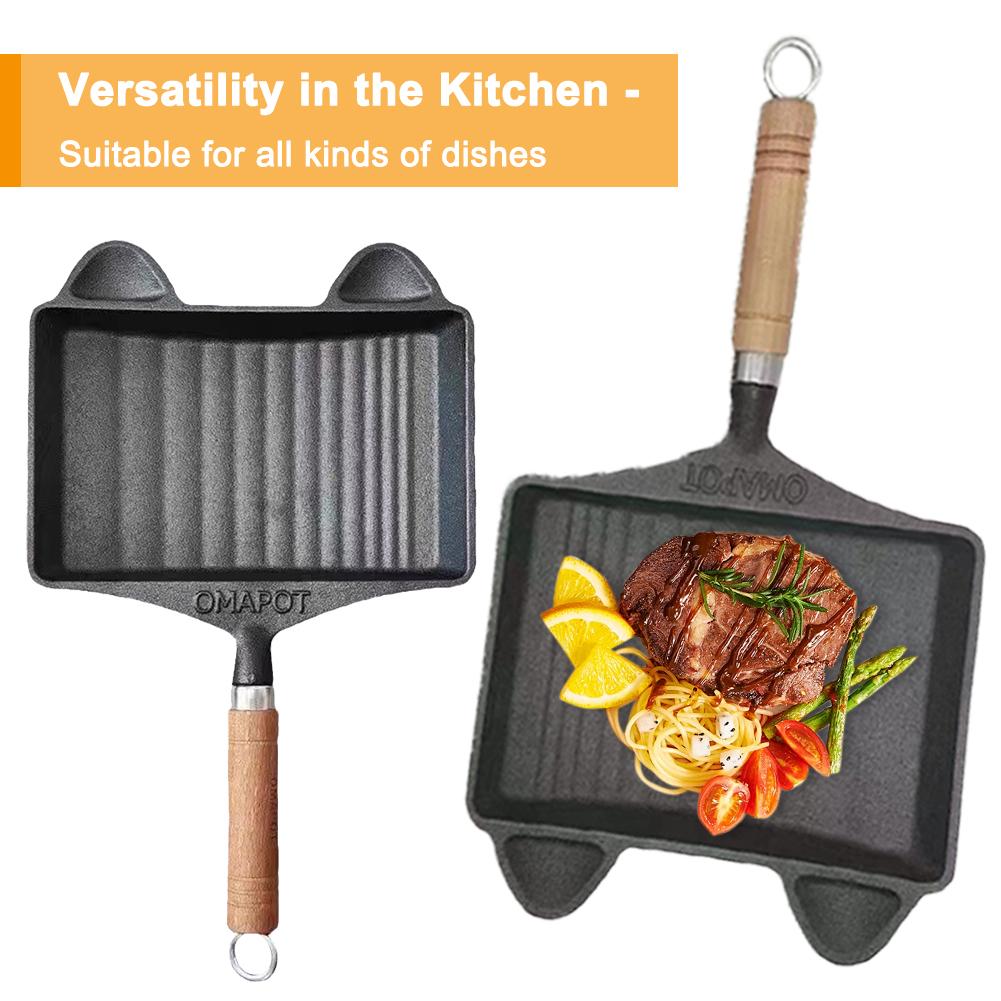 Чугунная сковорода для омлета с ручкой, сковорода, предварительно закаленная чугунная сковорода, сковорода шеф-повара для приготовления, выпечки, жарки Italy