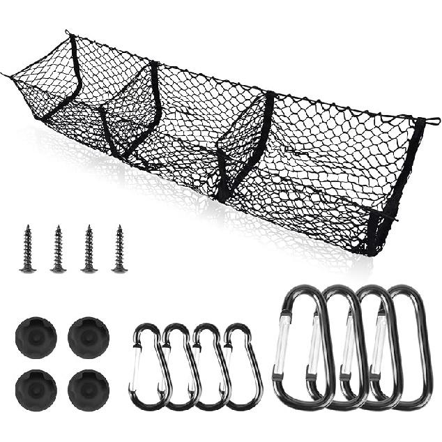 Cargo Net Trunk Bed Organizer For Ford/Dodge/GMC/Chevy Silverado/Toyota/Nissan/Honda Pickup Truck, 59" Longer Mesh Storage Net Grocery Holder Heavy