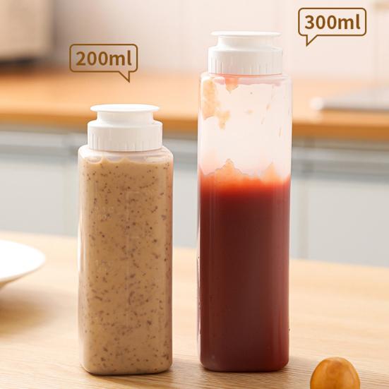 200/300ML Kitchen Spice Bottle Leak-proof Squeeze Design with Visual Scale Flexible Body Condiment Squeeze Bottle