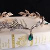 Liście Elficka Tiara Tiara z Cyrkoniami Bandana Styl Vintage Korona Wróżki Kobiety