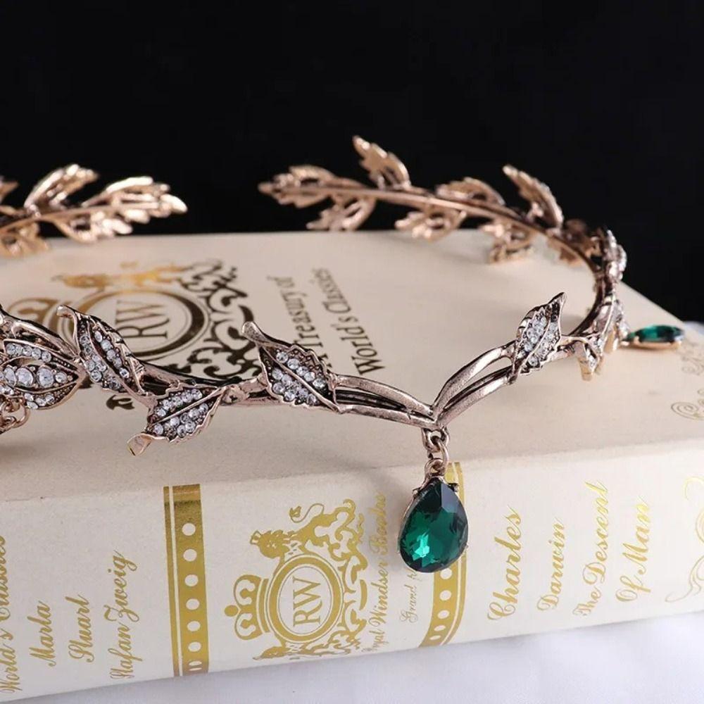 Liście Elficka Tiara Tiara z Cyrkoniami Bandana Styl Vintage Korona Wróżki Kobiety