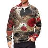 Men's Loose Casual 1/4 Zip Sweatshirt Fashion Printed Long Sleeve Top With Pockets