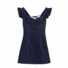 Kaslead New Arrival Women's Fashion Style Fashion Wash Denim Flying Sleeves Design Vest Skirt