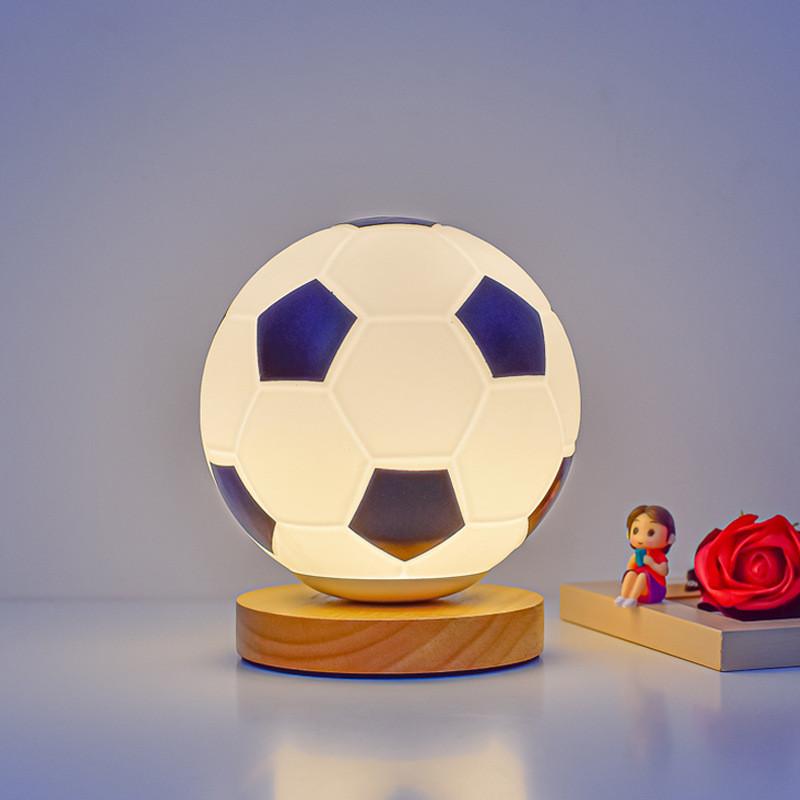 Ball Led Soccer Night Light Wood Base Lamp For Bedroom Use Decorations Gift