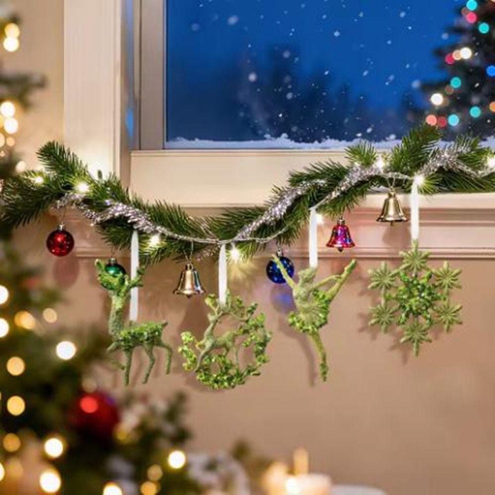 Sparkle Powder Snowflake Elk Ballet Girl Pendants Gold Sequins Christmas Decorations  Navidad Gifts