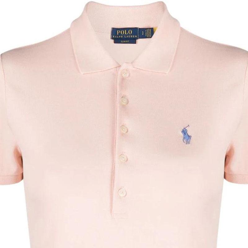Polo Ralph Lauren SS23 Solid Color Logo Embroidered Button Short Sleeve Polo Shirt Women tops Pink 211870236-007