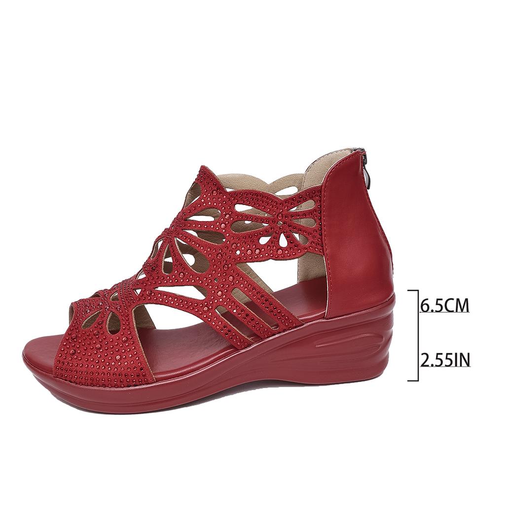 Fashion Aphixta Mew Gladiator Sandals Women Wedge Heel Shoes Zip 6.5cm High Heels Shoes For Woman Red Zapatos Mujer Wedges Woman Sandal
