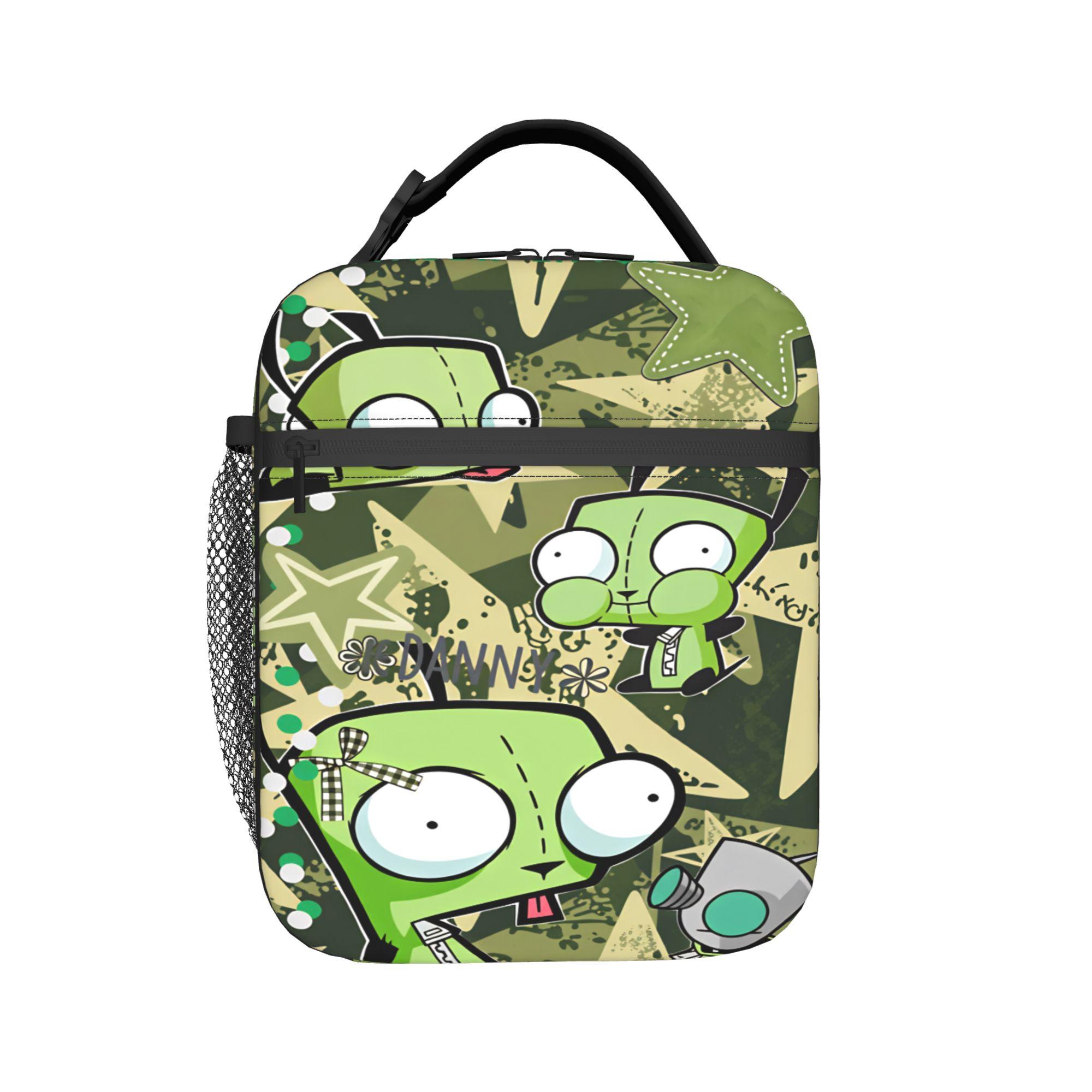 Sac à lunch Gir pour femmes Invaders Zims Imprimé Boîte à lunch Sac isotherme pique-nique amusant Sac fourre-tout thermique portable en Oxford Sacs à main as picture