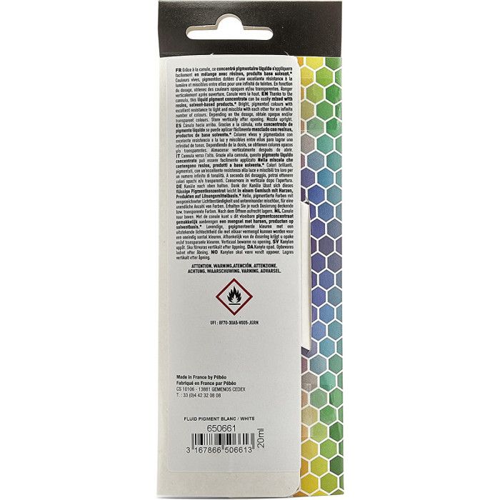 Colorant pour résine - PEBEO - 20 ml - Pigment liquide - Couleur blanche - Prêt-à-l'emploi