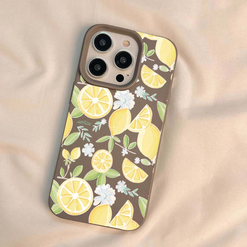 Case For iPhone 16 15 14 13 12 11 Pro Max Yellow Lemon Slice Lichee Pattern pHONE Cover For iPhone 16e XS Max X XR 16 Plus Funda