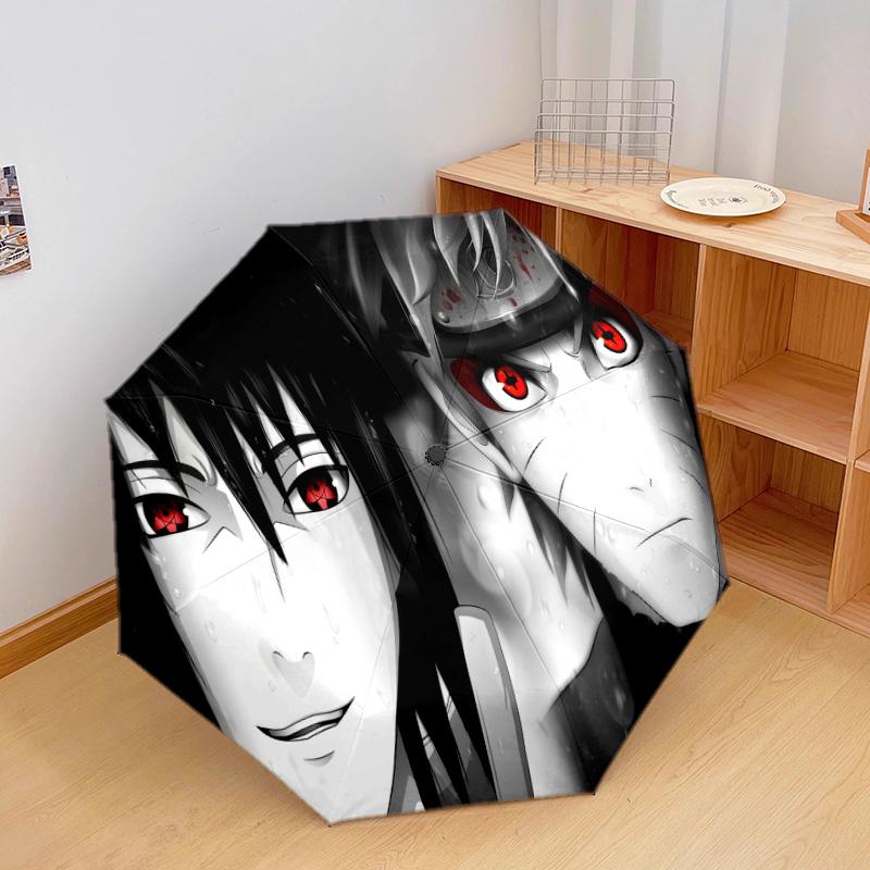 1 PC Automatic Folding Umbrella - Naruto Pattern Portable Foldable Design With 8 Ribs Christmas Birthday Gifts