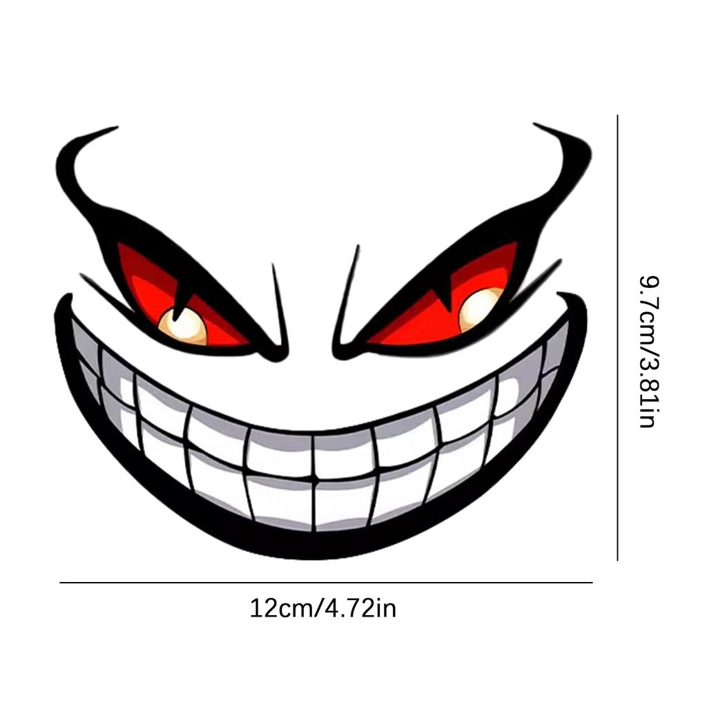 Reflective Car Decal, Waterproof Devil Smile Eye Car Sticker, Funny