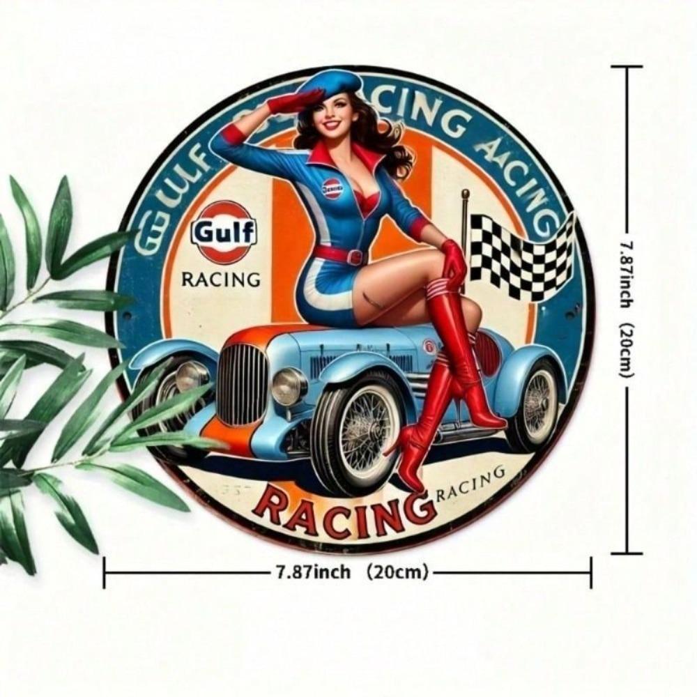Vintage Retro Race Car Metal Wall Art, Garage Decor, Gift for Men