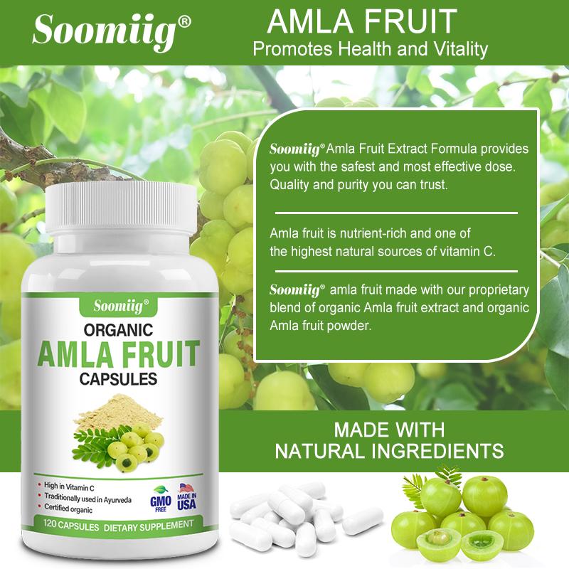 Integratori in Polvere di Frutto Amla Biologico 1500mg Pepe Nero (10:1 Estratto) 120 capsule