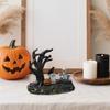 Halloween Figurines Tree Skull Pumpkin Crow Tombstone Figurine Resin Gothic Statue Ornaments Decor for Indoor Home Bookshelf