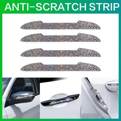 Car Door Edge Diamond Anti Scratch Protection Strips Rearview Mirror Anti-collision Protector Sticker Bumper Scuff Plate Bar