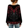 Women's Round Neck Long Sleeve Halloween Print Blouse Top for Party Wear
