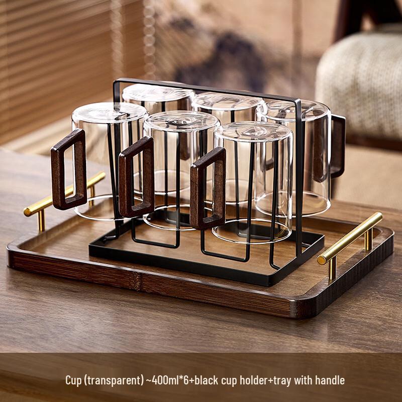 Handun Borosilicate Glass Cup Set with Wood Handle