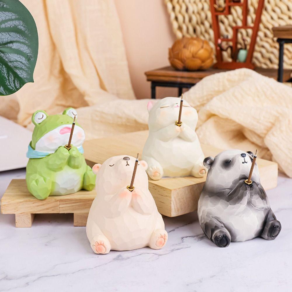 

Cute Panda Statue Resin Incense Burner Holder Lucky Ornaments Tea Pet Home