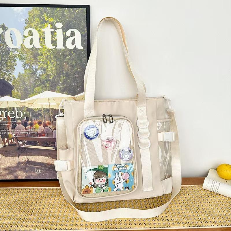 Girl Clear Pocket Large Itabag Japanese Ulzzang Nylon Single Shoulder Crossbody Bags Gift For Friends Women's Handbag Pain bag