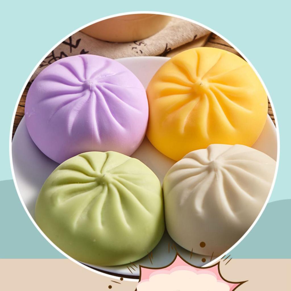 Colorful Bun Bao Squeeze Dough Ball Creative Fake Stress Balls with Food Steamer Stress Relief Sensory Hand Toy For Kids Gifts