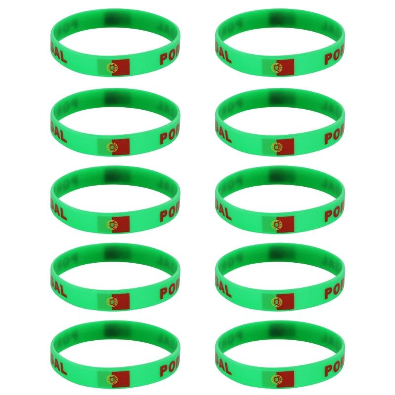 Set Of 10 Piece Vibrant Silicone Wristbands With 2026 Sports Event Country Flags Ideal For Gifts And Parties