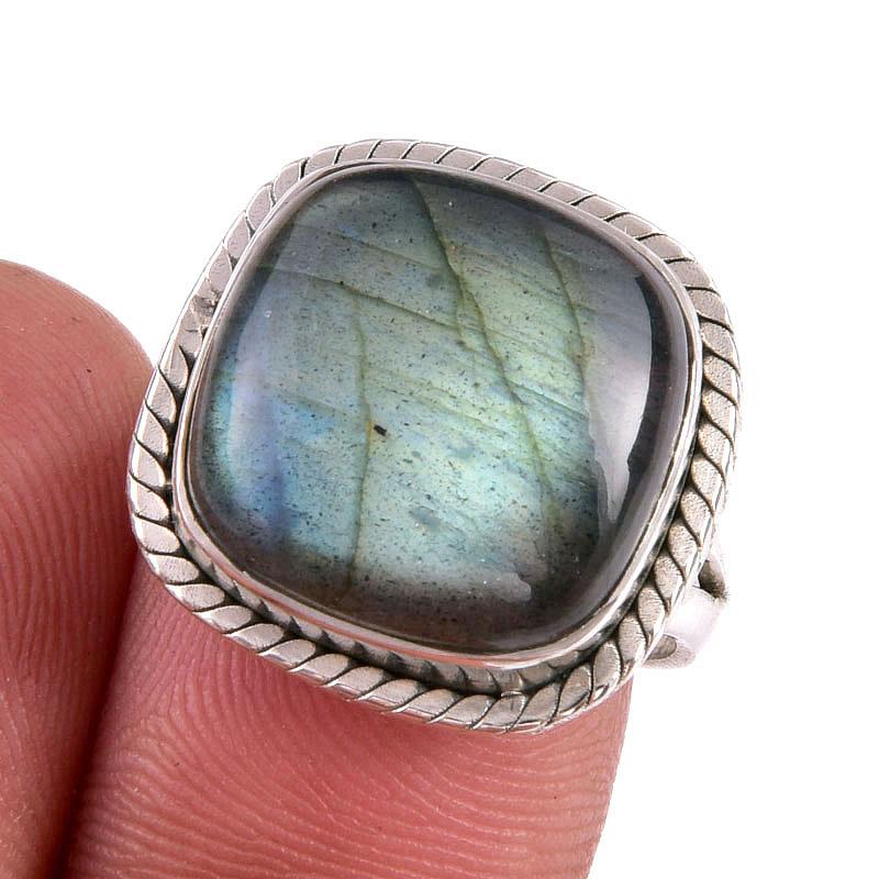 

Natural Labradorite Gemstone 925 Solid Sterling Silver Jewelry Ring S.7.5 A7I95