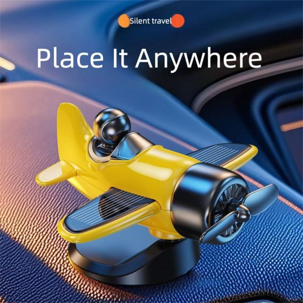 Silent Rotating Airplane Solar Powered Car Interior Decoration Cool Car Dashboard Ornament Gifts