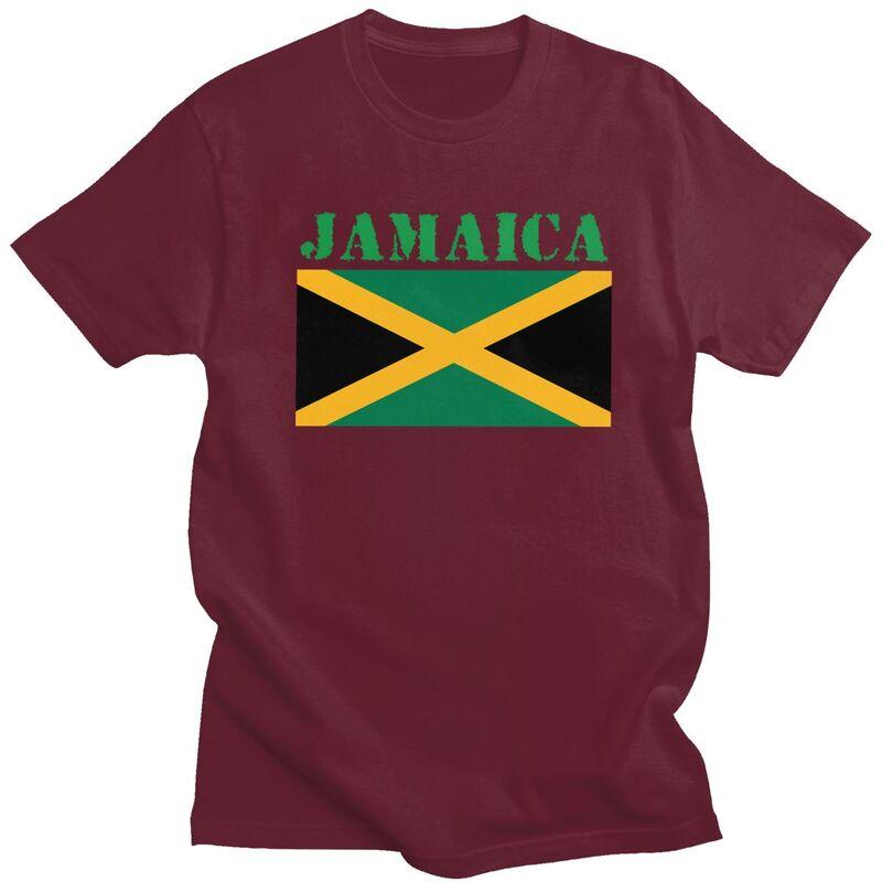 Custom Jamaica Flag T Shirt for Men Pure Cotton Tshirt Casual Tee Short Sleeve Tshirt Loose Fit Clothing