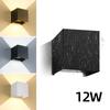Modern Outdoor Staircase & Garden Waterproof Black White Square High Brightness LED Aluminum Wall Lamp