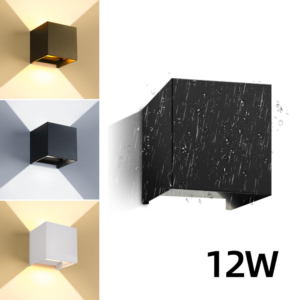 Modern Outdoor Staircase & Garden Waterproof Black White Square High Brightness LED Aluminum Wall Lamp