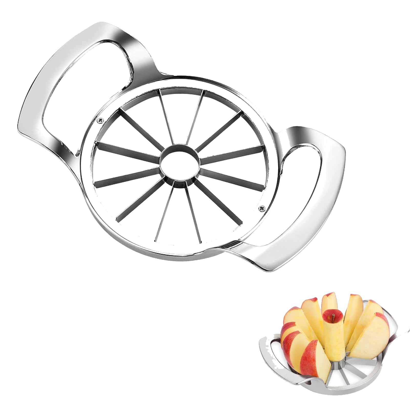 

DFsucces Apple Sharp Stainless Steel Fruit Easy Cuts and More Slicer, 12-Blade Corer, Cutter, Grip, Multi-Function Slicer, Pears, Potatoes, Oranges,