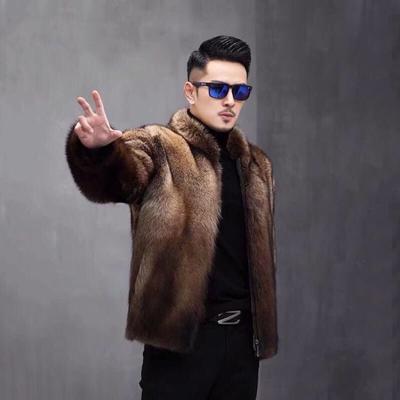 North American Trendy Herren Nachahmung Angeln Nerz Pelz und Gras Mantel Herren Nerz Pelzmantel Mode Lose Kurze Stehkragen jacke