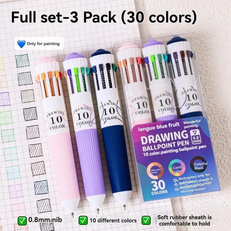 

30/60/120 Colors Multicolor Pens Set 10-in-1 Colored Ballpoint Pen,0.8mm Fine Point Writing Ballpoint Pens School Office Supplie
