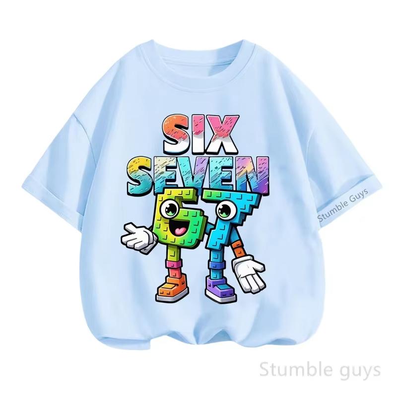Kids Boys Cartoon Number 67 Graphic TShirt Soft Cotton Crew Neck Tee Casual Summer Wear for Daily Schooltk0023