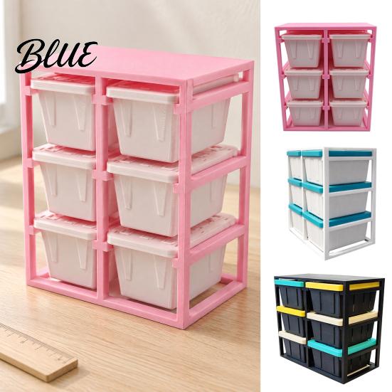 Small Box Organizer Miniature Rack with 6 Storage Boxes Tiny Dollhouse Furniture Shelf Multi-Layer Storage Scene Decor Accessory Supplies